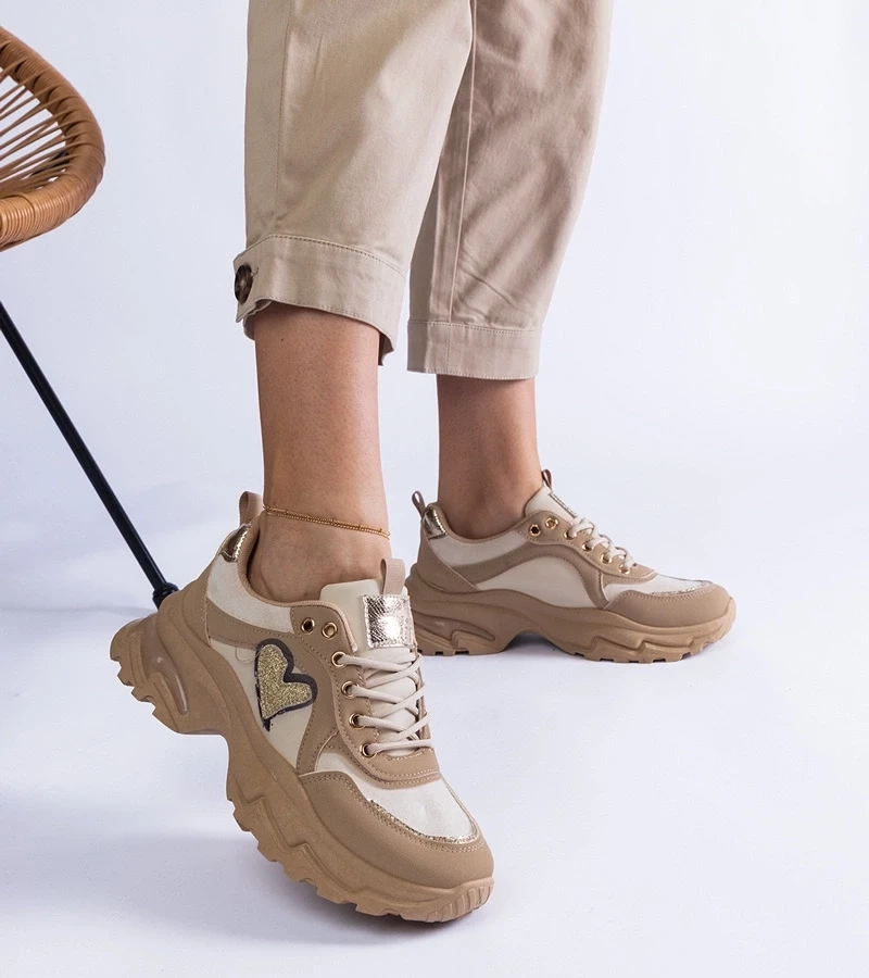 Gemre Adidași maro pe platformă cu inimioară Martineza