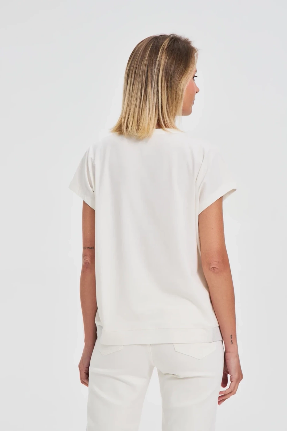 Marisse Cotton Blouse With Print, White