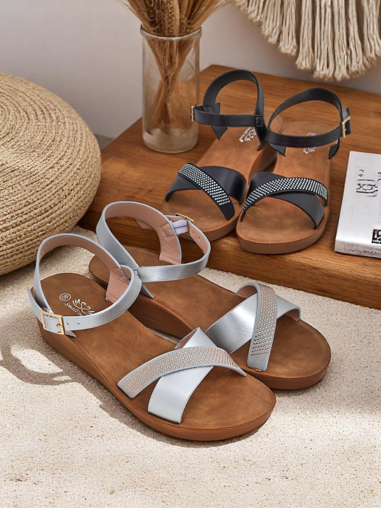 Resti Royal Fashion Women's Rhinestone Wedge Sandals Allona