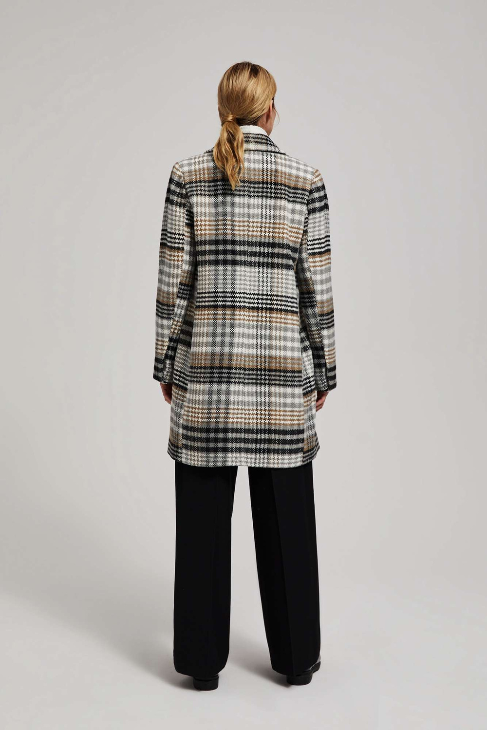 Marisse Double-Breasted Check Coat