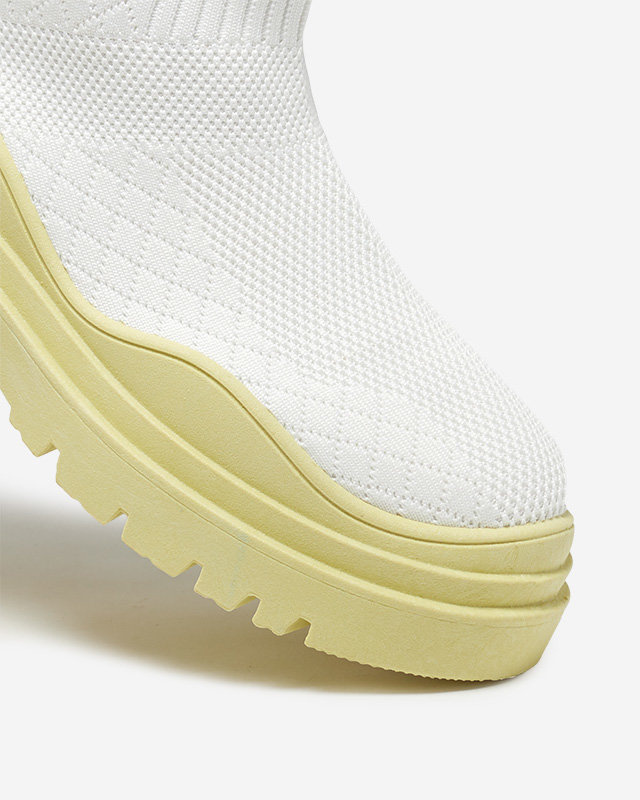 Resti White and yellow women's flat-heeled boots Seritis - Footwear