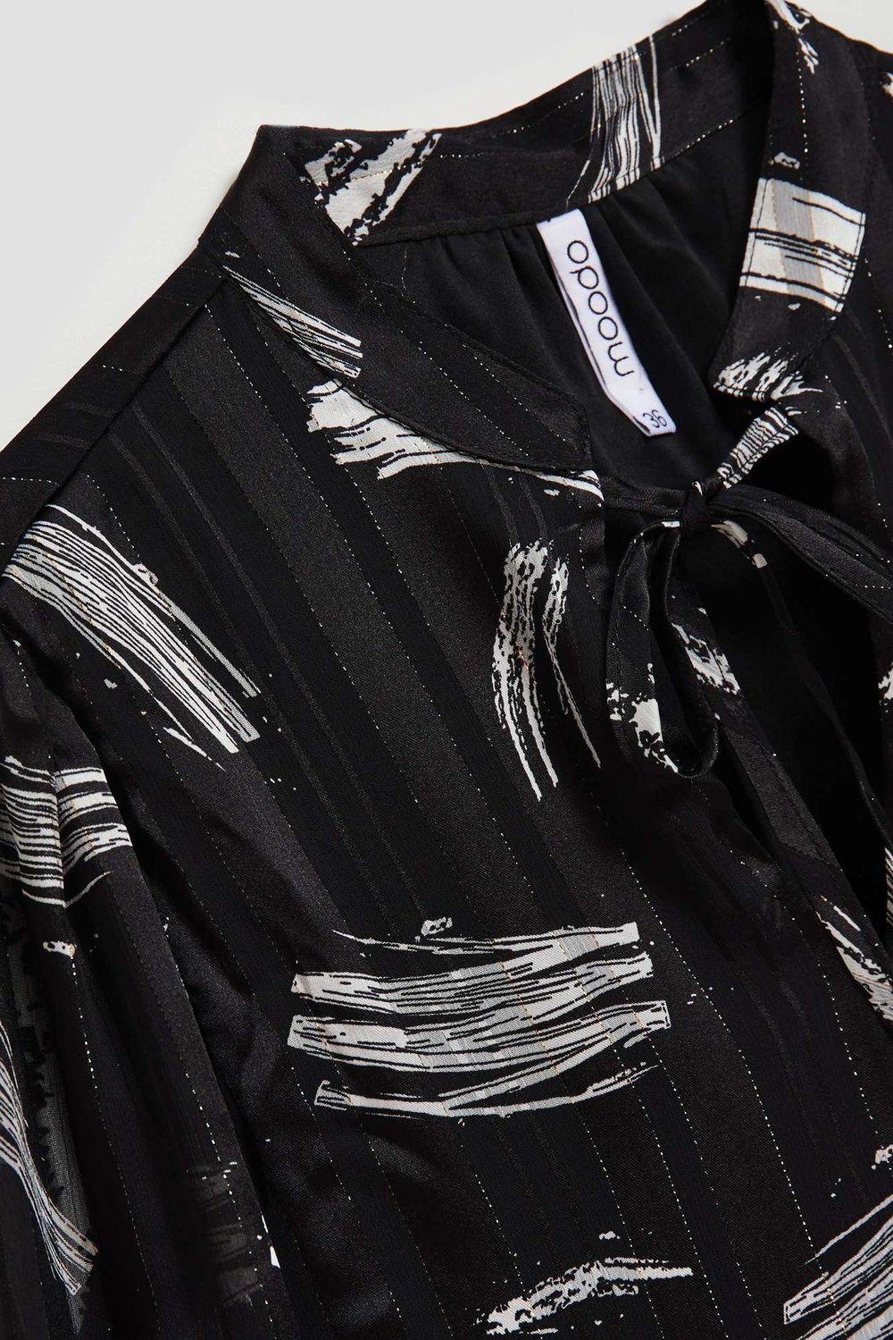 Marisse Black Tie-Neck Shirt