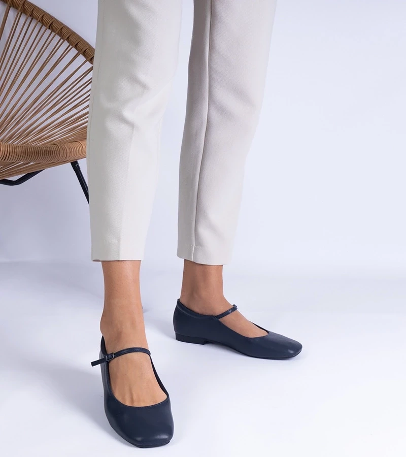 marka niezdefiniowana Navy classic eco-leather ballerinas Grenada