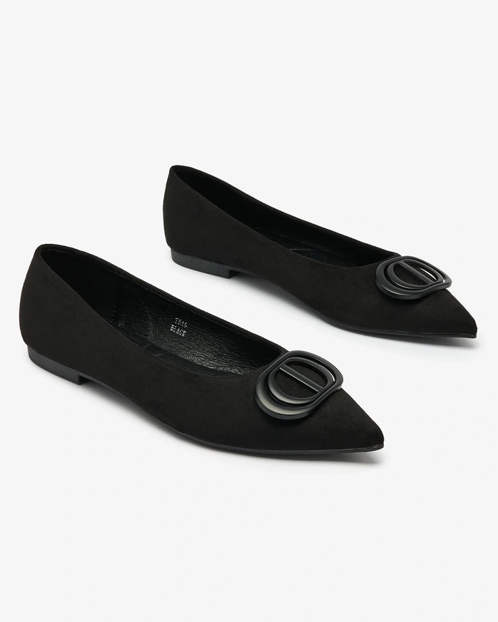 Resti Black womens pointed-toe ballerinas with embellishment on the nose Tidita