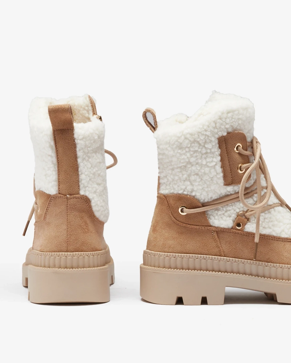 Resti Beige women&#039;s trapper boots with sheepskin Getatsa