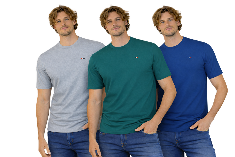 Starlee - Мъжка тениска 3 бр. - Индиго, Сиво, Зелено