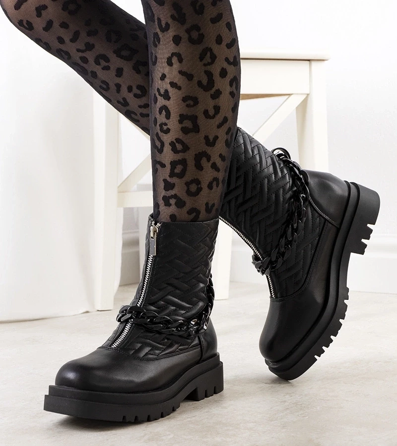 D/CEO Black wedge heeled boots Etylioo