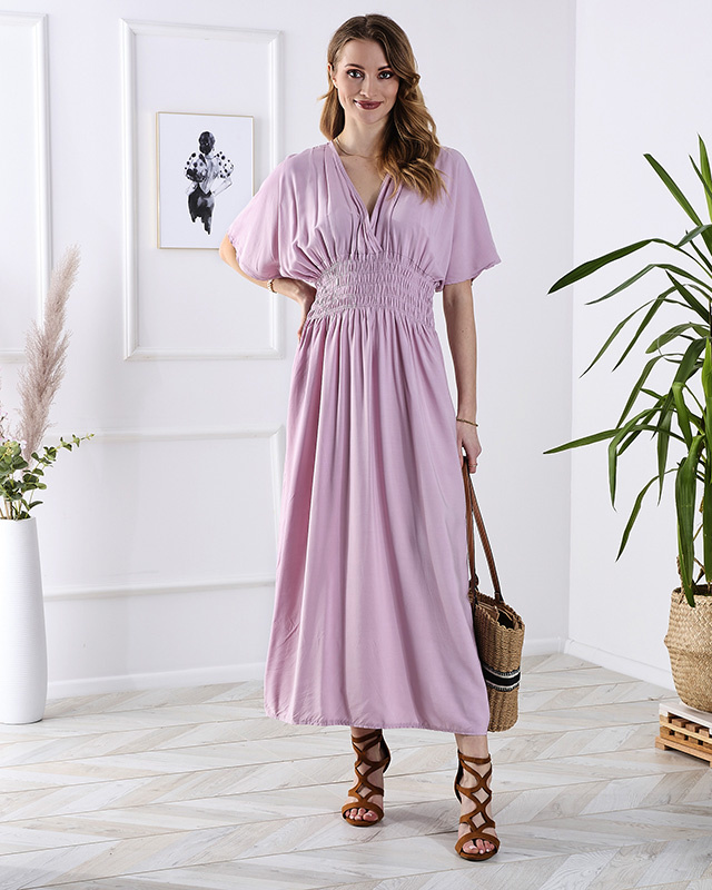 Resti Pink womens long dress with envelope neckline - Clothing