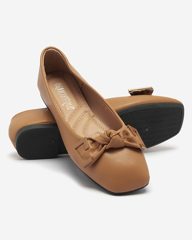 Resti Women&#039;s camel ballerinas with decoration on the nose Caxien- Footwear