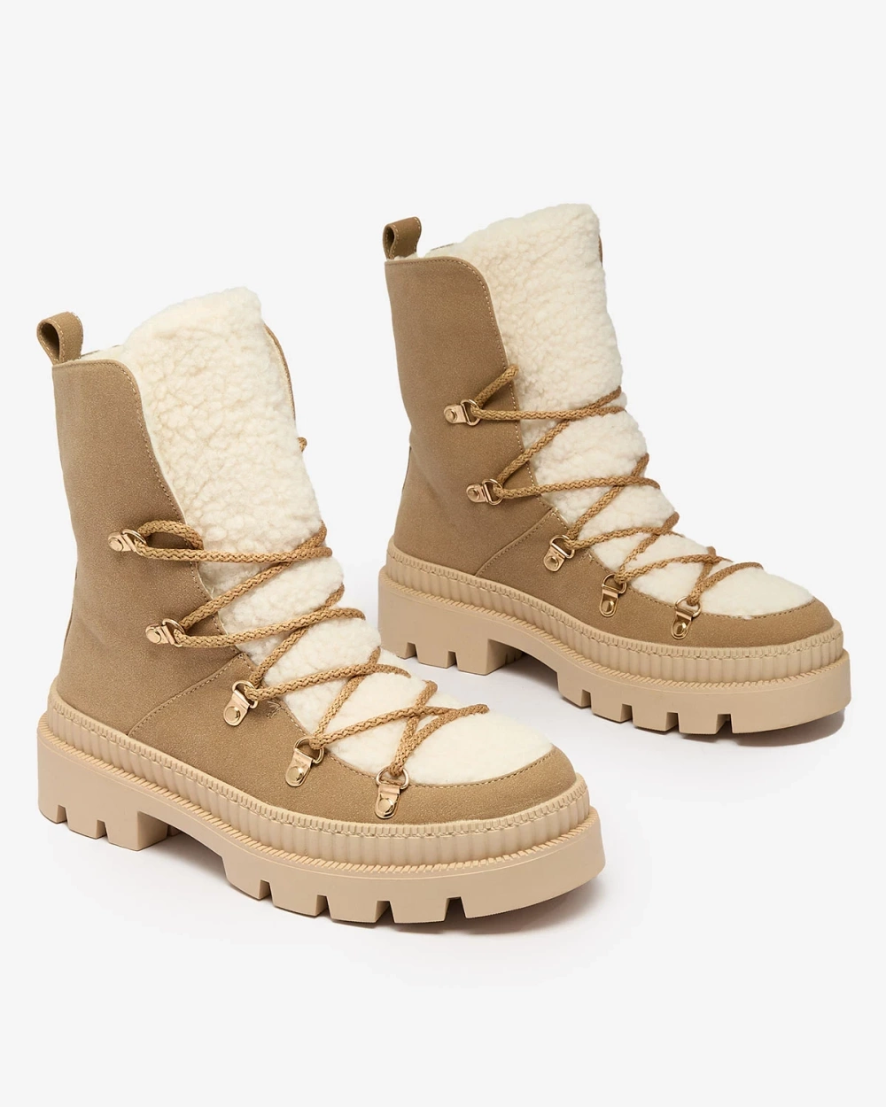 Resti Beige women&#039;s insulated trapper boots with sheepskin Lery Walk