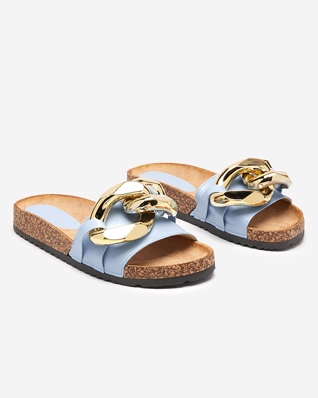 Resti Ladies&#039; blue slippers with decoration at Fixci- Footwear