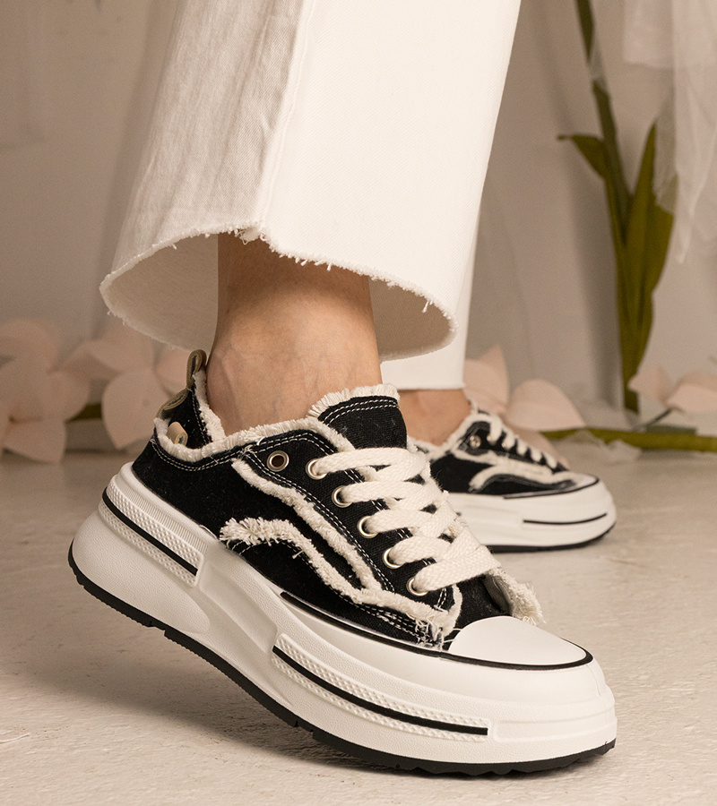 Gemre Adidași negri de damă cu talpă înaltă Kallara