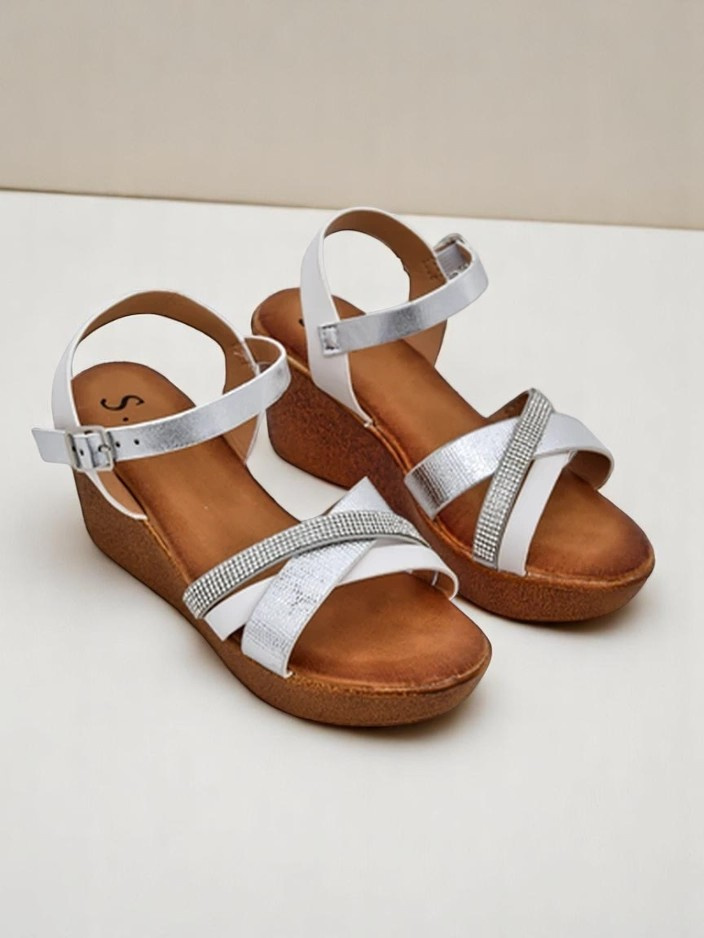 Resti Women's wedge sandals with rhinestones and glitter Glittera