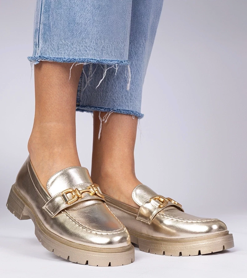 Gemre Mocasini eleganți aurii din piele ecologică Danetti