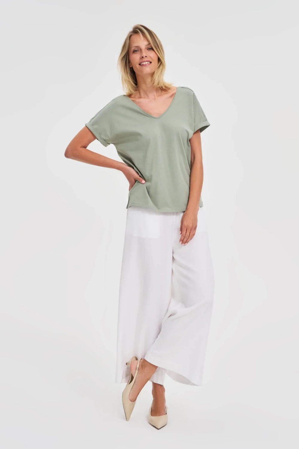 Marisse Olive Cotton Blouse