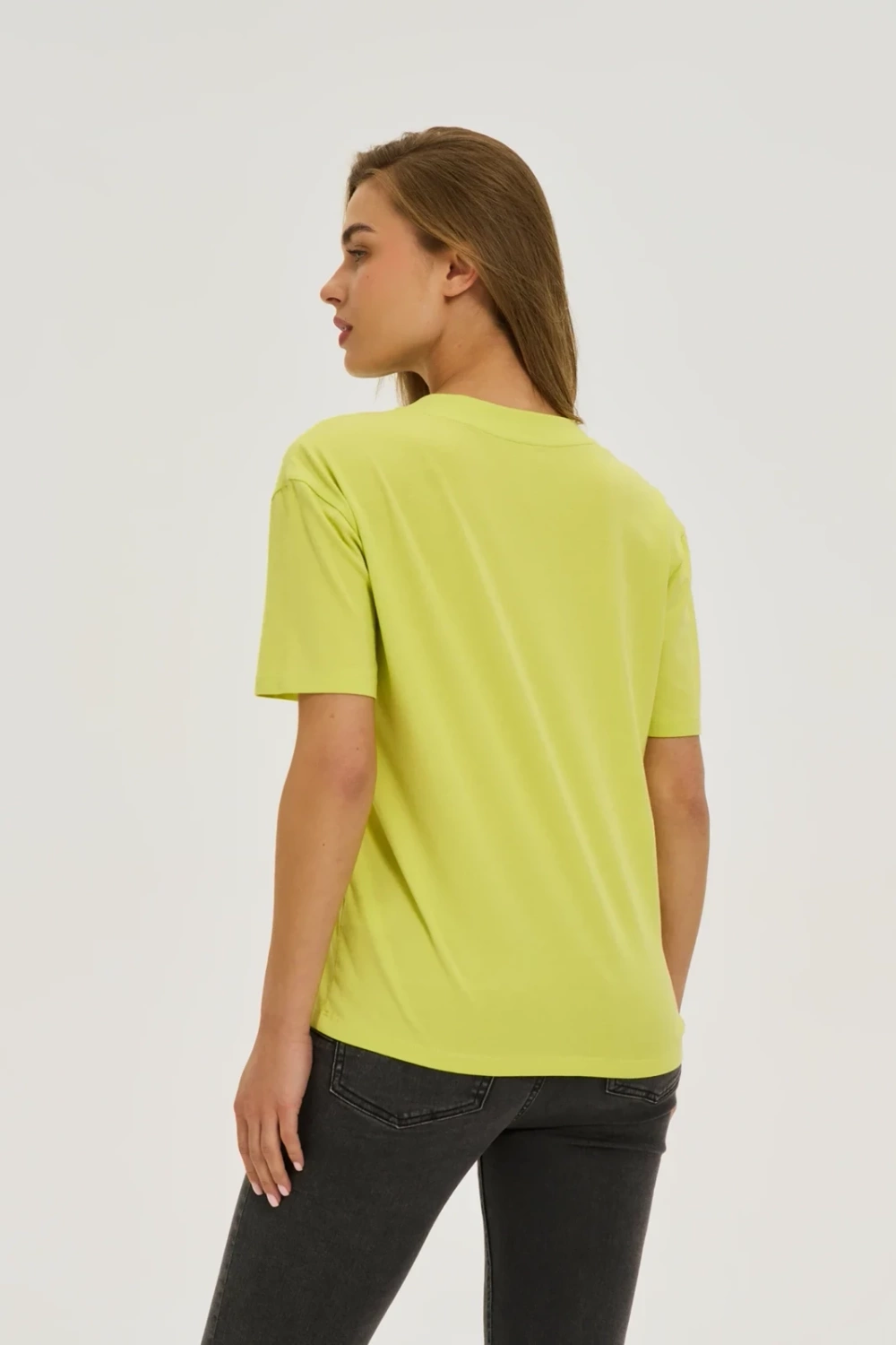 Marisse Lime V-Neck T-Shirt