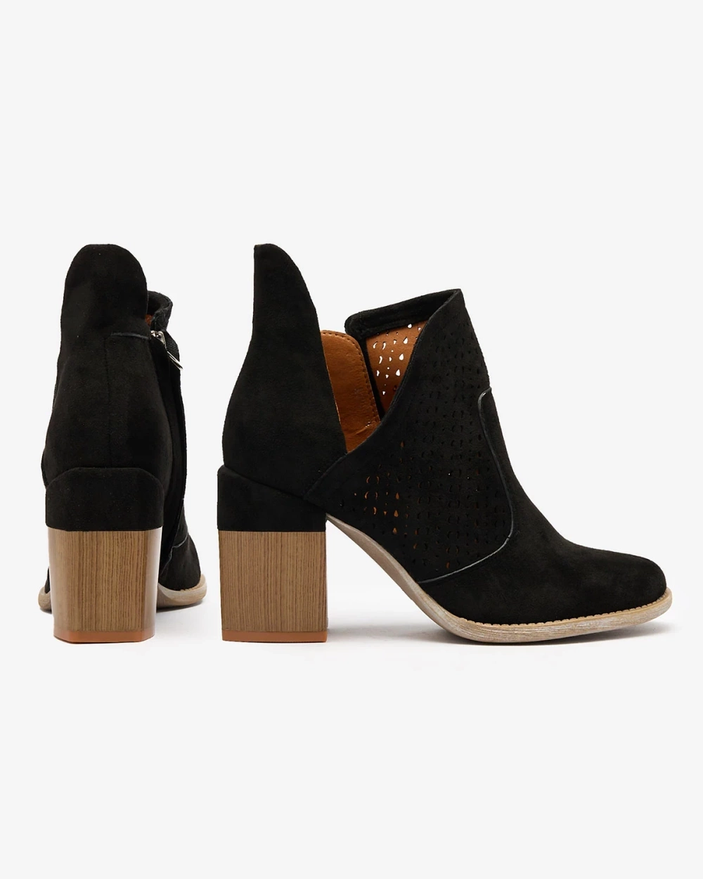 Resti Black women&#039;s boots on a post and with a cutout Neafla