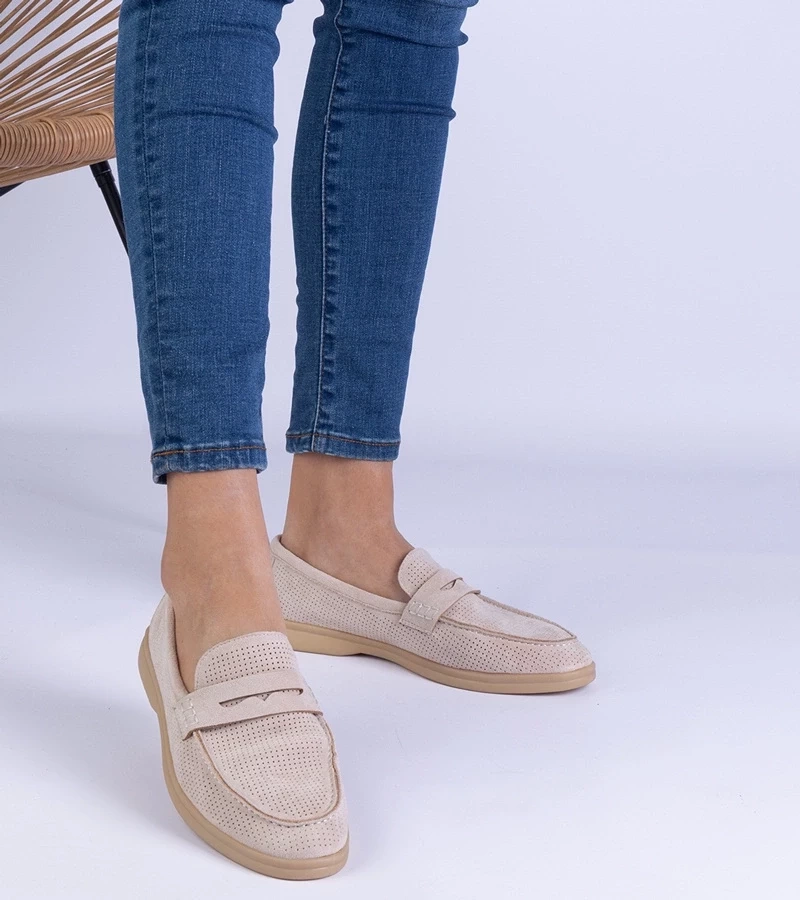 Gemre Mocasini clasici bej perforați din piele ecologică Argossa