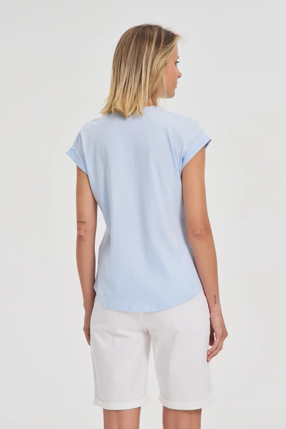 Marisse Blue Cotton T-Shirt With Pocket