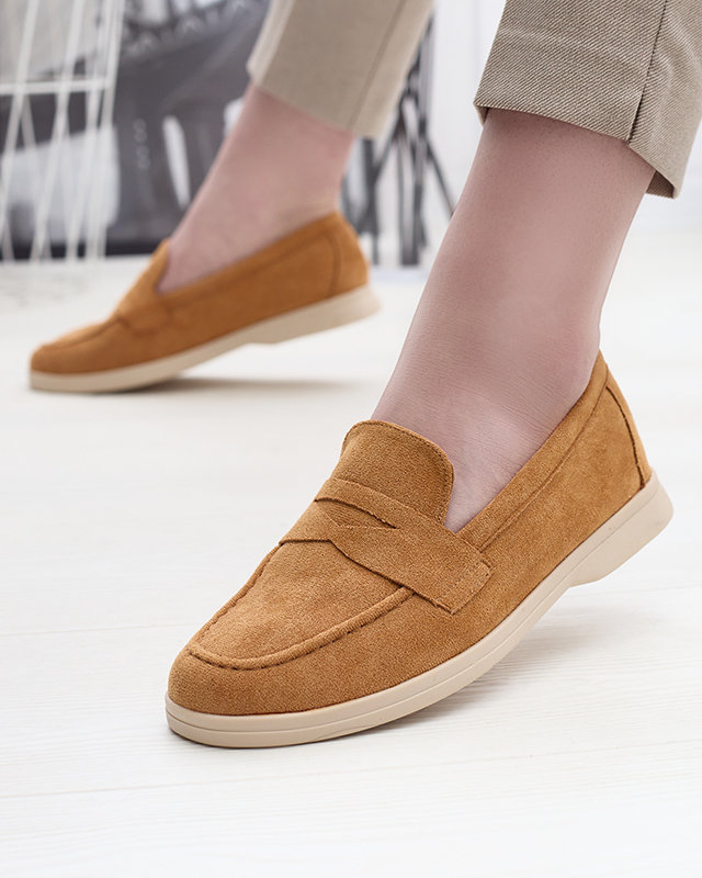 Resti Women's eco-suede moccasins in camel color Daffer- Footwear