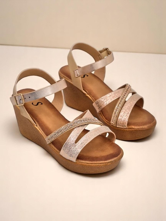 Resti Women's wedge sandals with rhinestones and glitter Eclat
