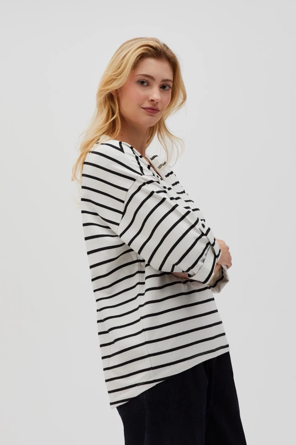 Marisse Women&#039;s Sweatshirt L-Bl-4603 Off White_Black