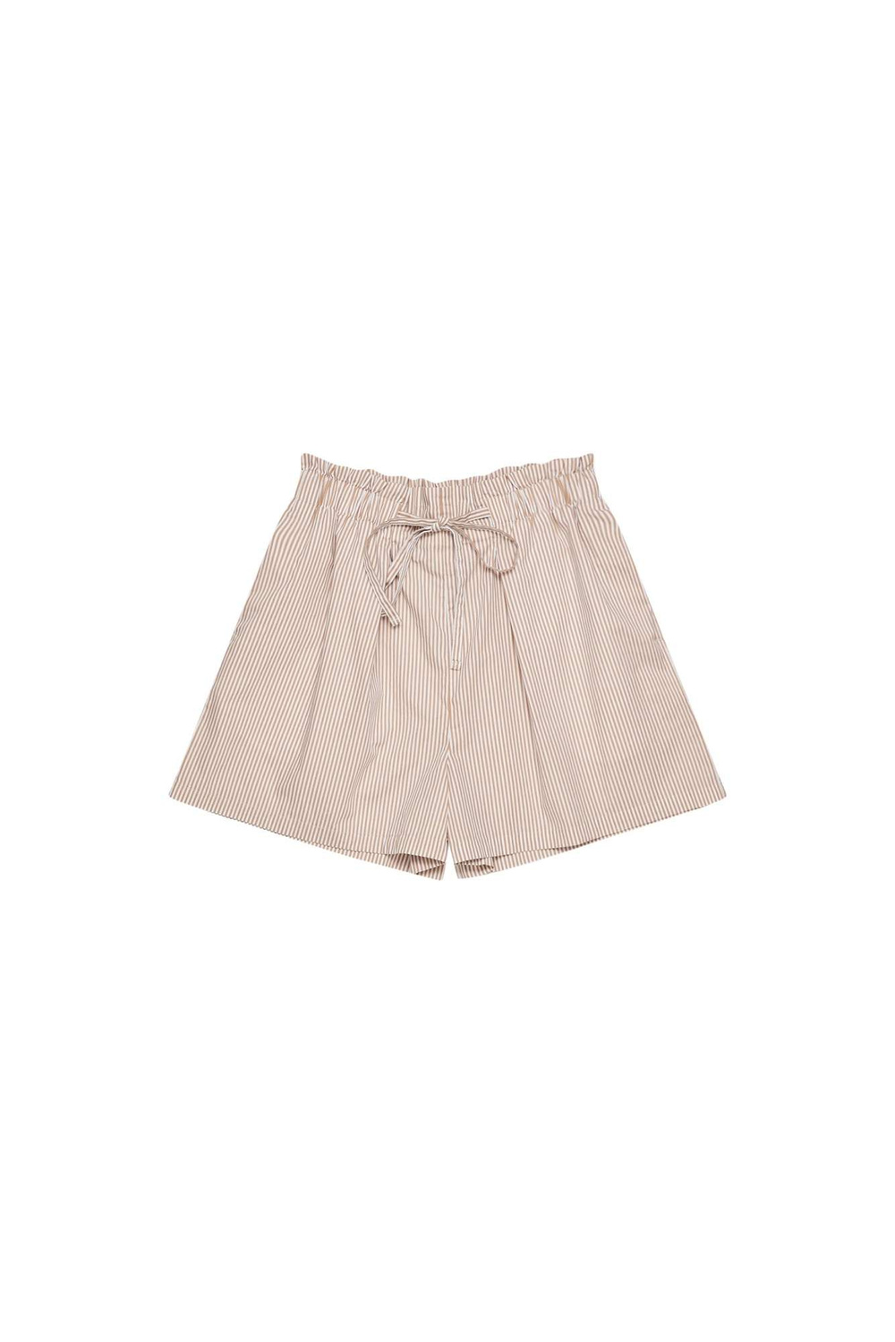 Striped cotton shorts - beige