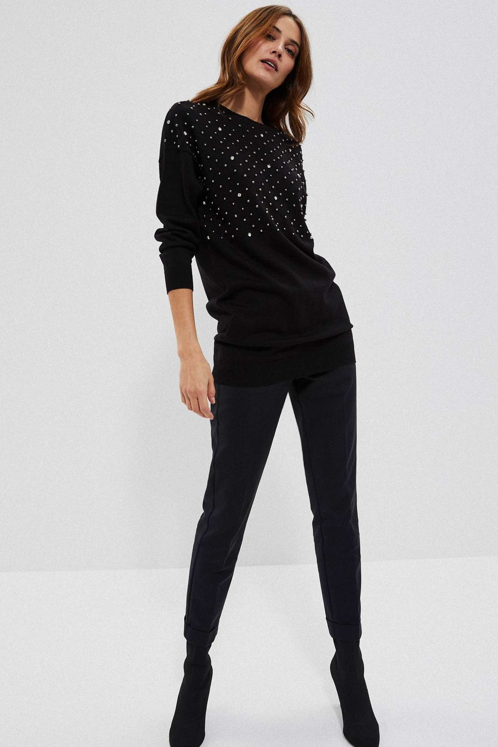 Marisse Sweater With Pearls Z-Sw-3656 Black
