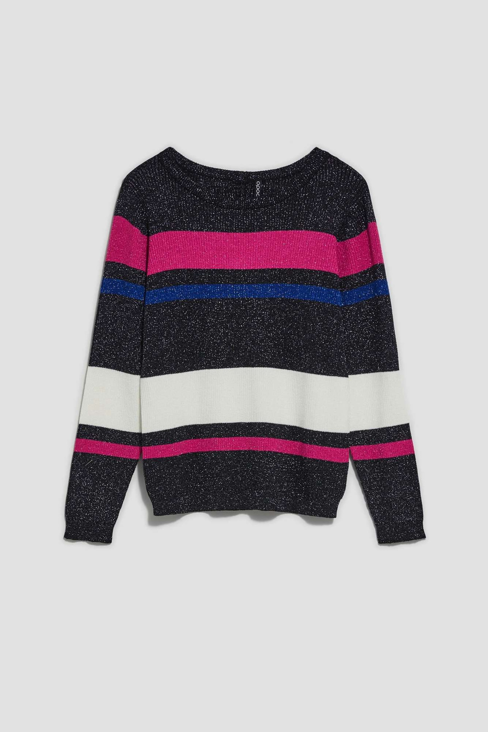 Striped sweater with metallic thread