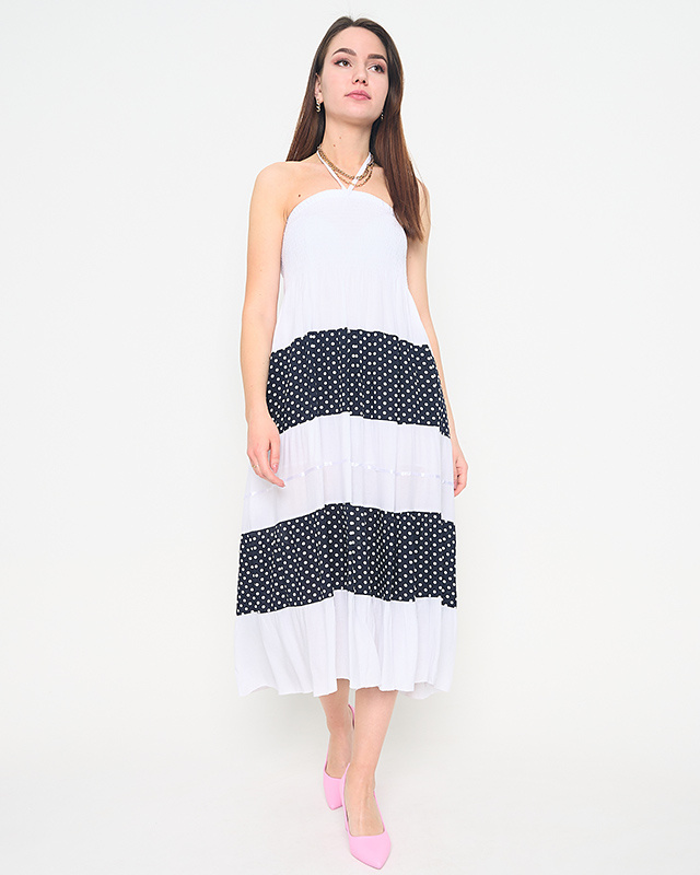 Resti White polka dot maxi skirt PLUS SIZE - Clothing