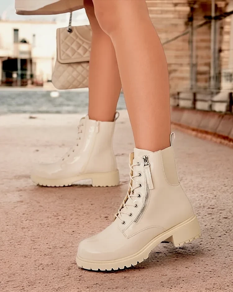 Resti Beige eco leather women&#039;s bagger boots Gaddaxa