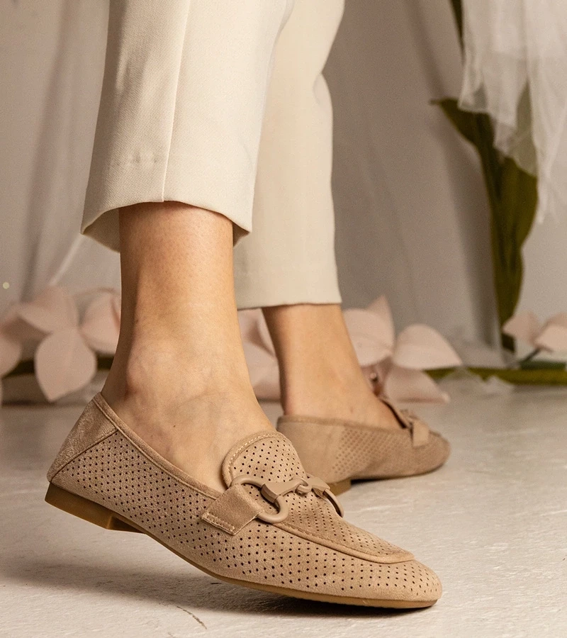 Gemre Mocasini de damă maro perforați cu ornament Mensory