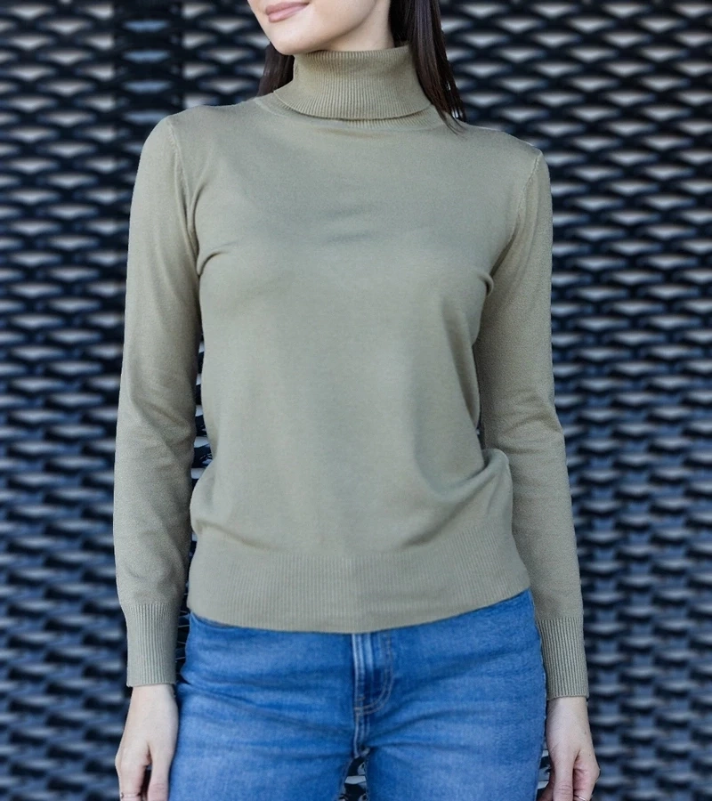 marka niezdefiniowana Green loose-fit turtleneck Nida