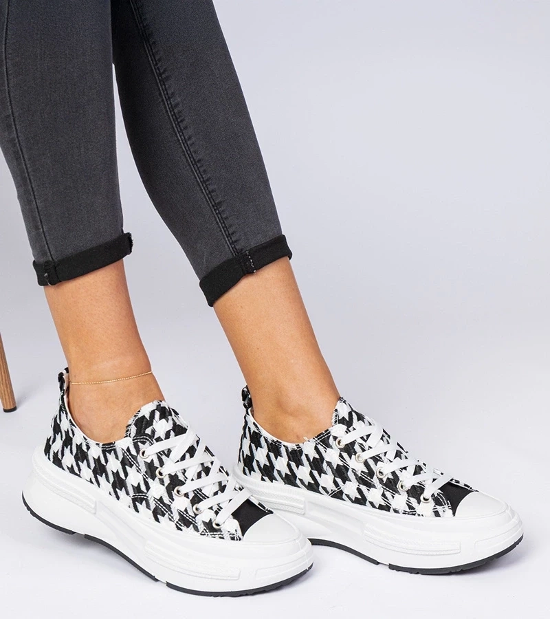 Gemre Adidași din material pentru femei alb-negru Katerin