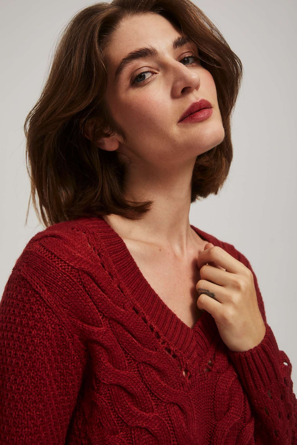 Openwork sleeve sweater