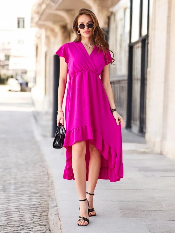 Resti Womens midi dress with an asymmetrical hem