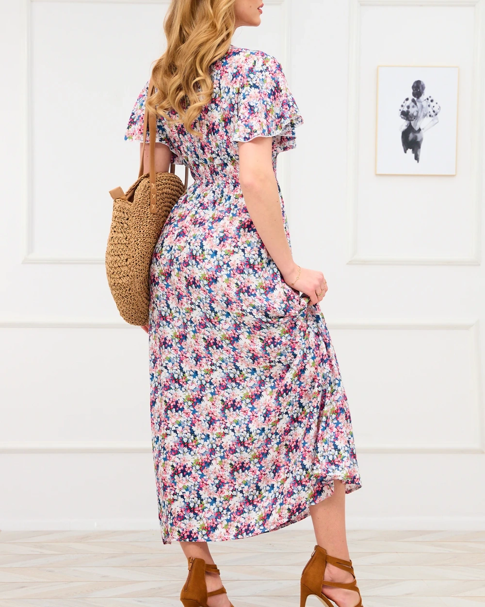 Resti Blue and pink women's floral maxi dress - Clothing