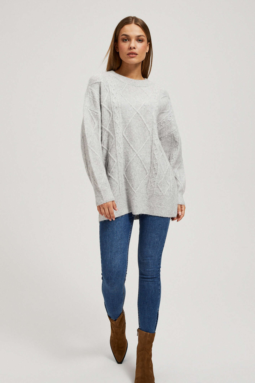 Sweater with decorative fabric