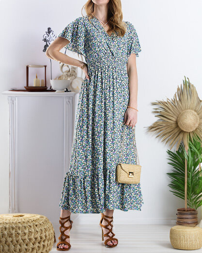 Resti Women's floral midi dress in purple- Clothing