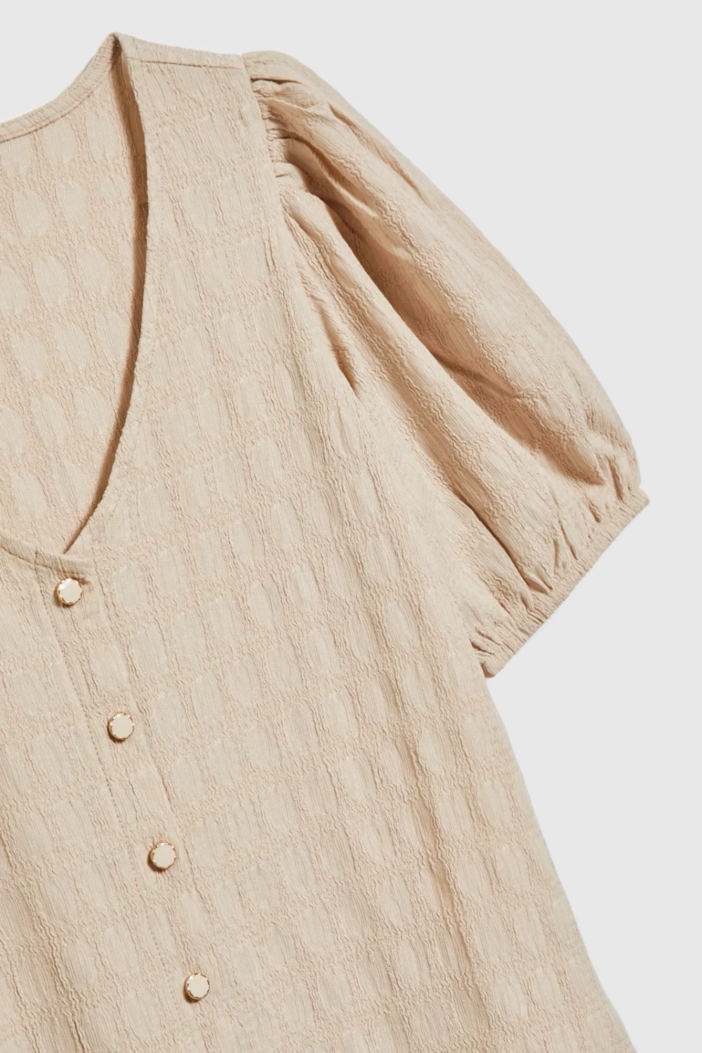 Marisse Beige Blouse With Puffed Sleeves
