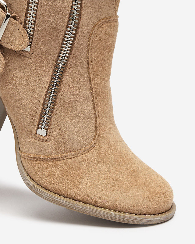 Resti Light brown women's boots on the post Ferrgo- Footwear