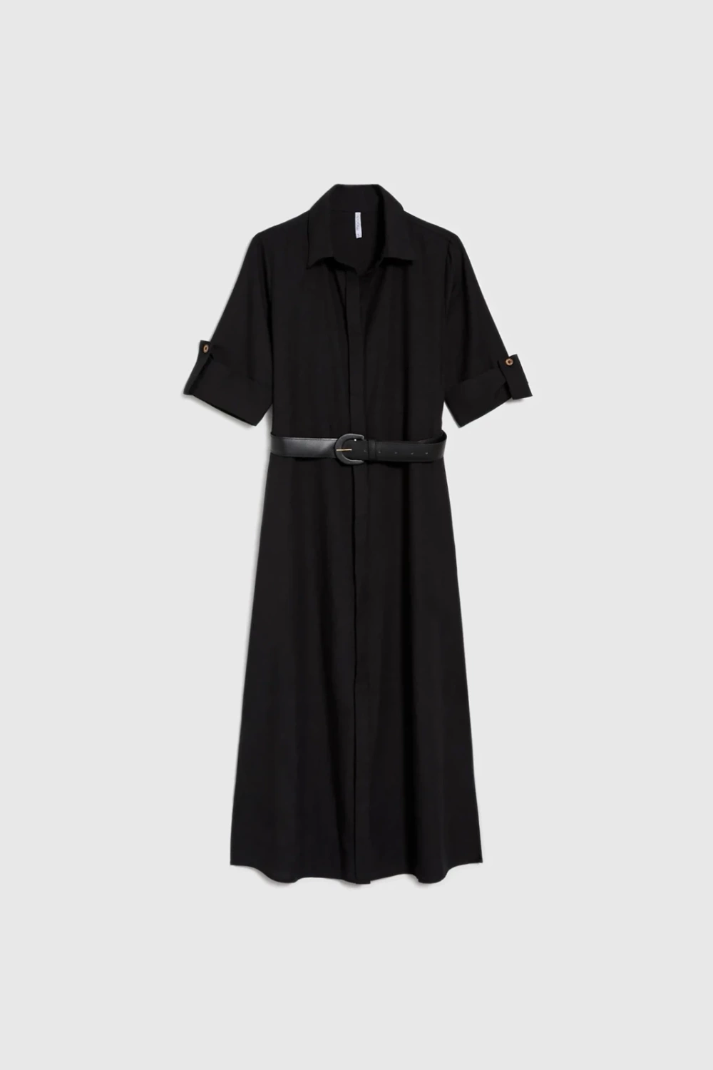 Marisse Black Midi Shirt Dress