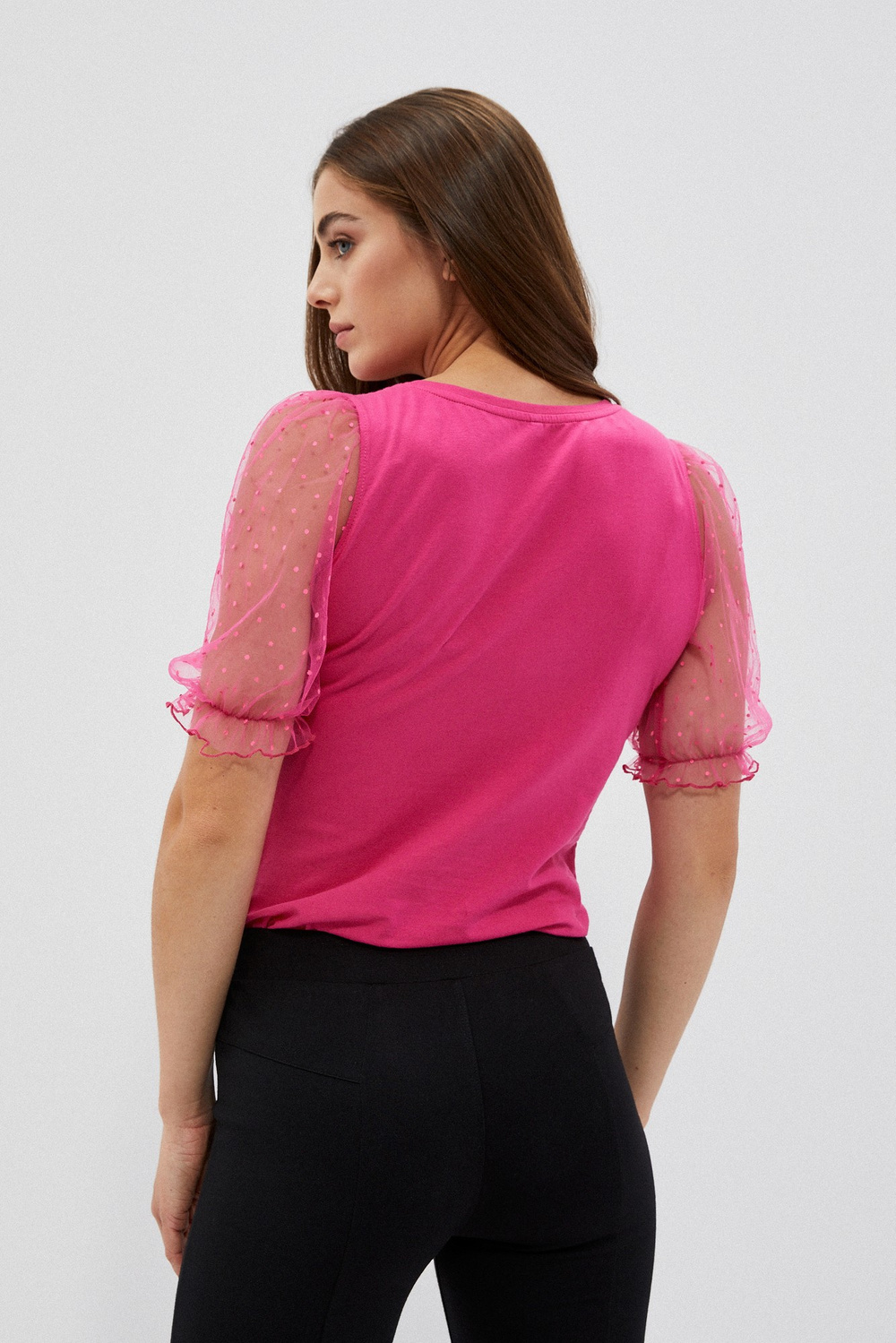 Blouse with decorative sleeves - pink