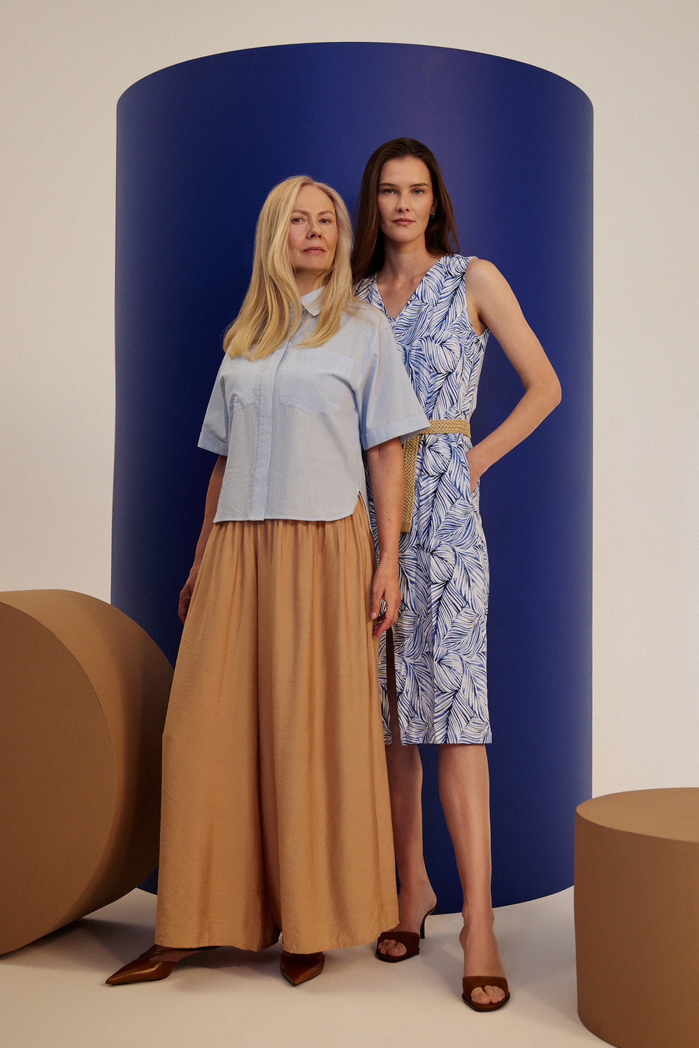 Marisse Beige Viscose Wide-Leg Trousers