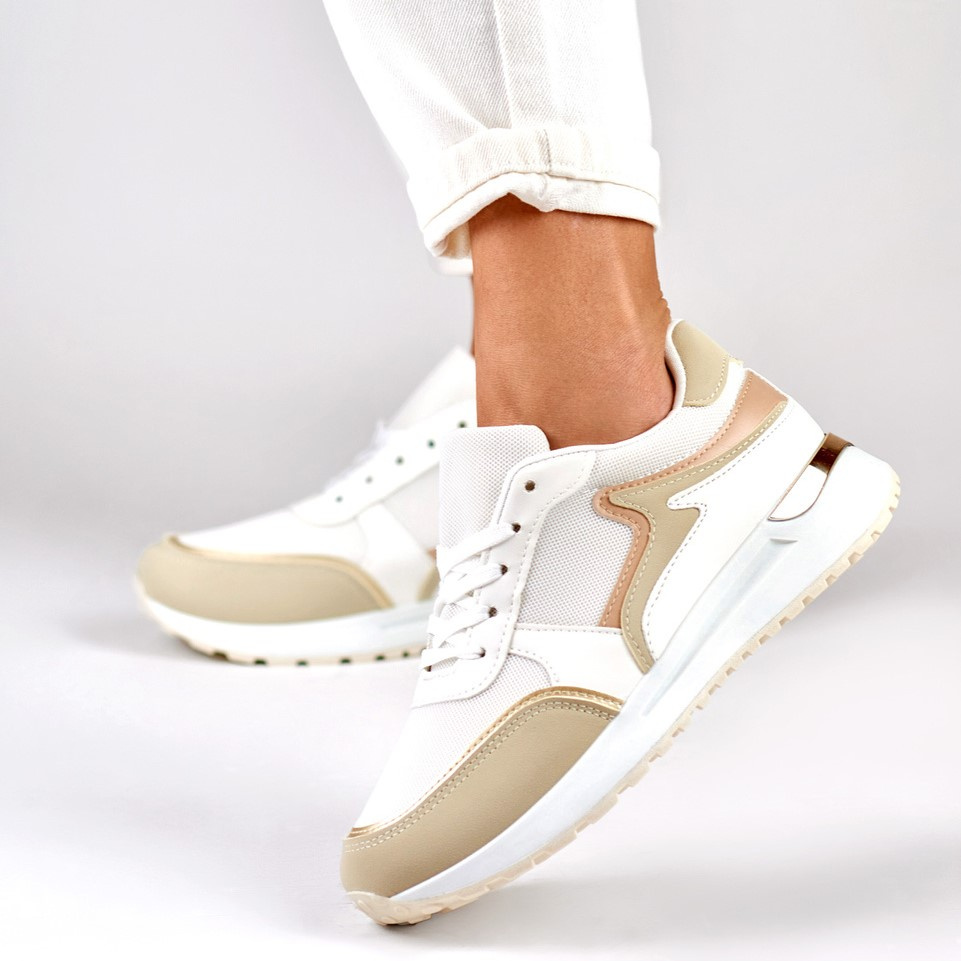 primohurt Sneakersy damskie ze złotym dodatkiem