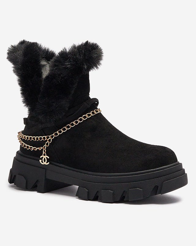 Resti Black women&#039;s eco-suede boots with chain Videric - Footwear