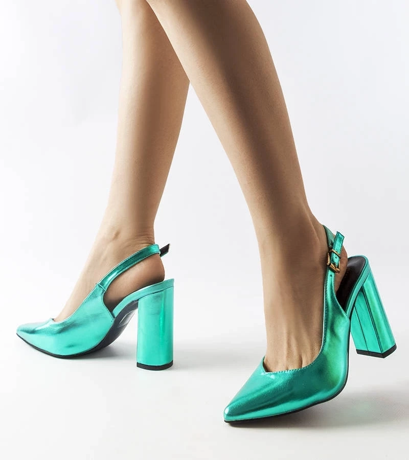 Gemre Pantofi cu toc deschis de culoare verde Wechsler