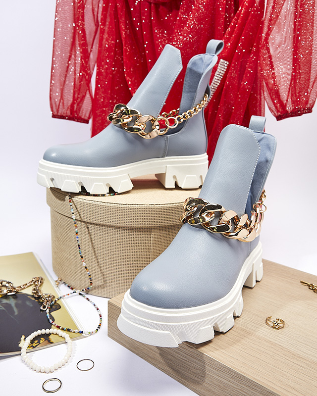 Resti Blue women&#039;s boots with chain Tenkay - Footwear