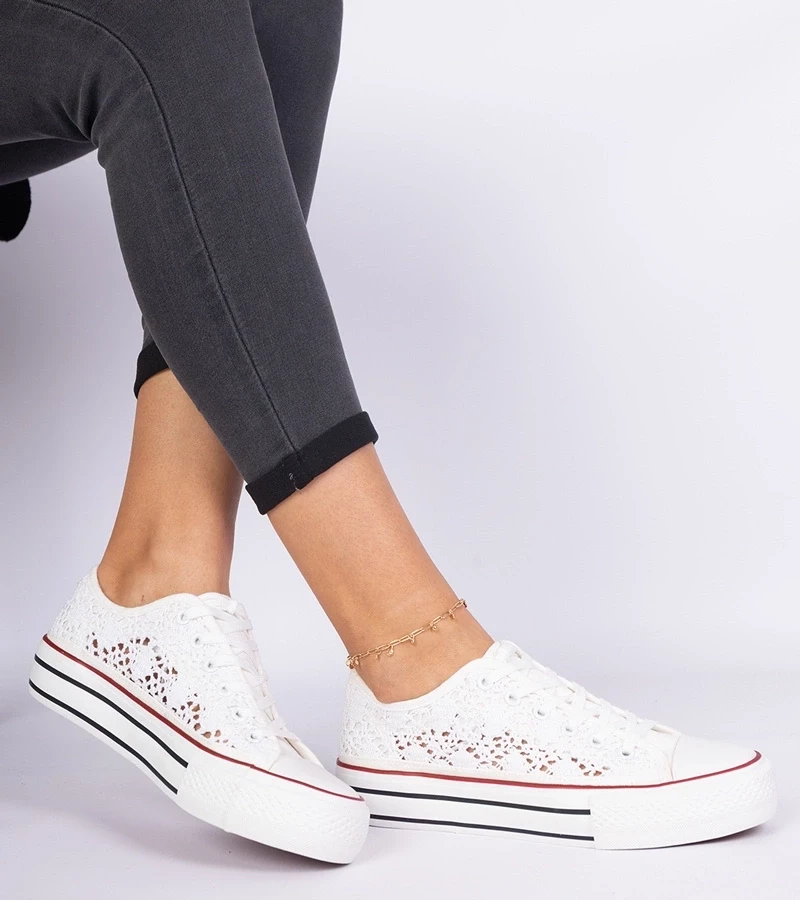 Gemre Pantofi sport albi de damă perforați Fernansis