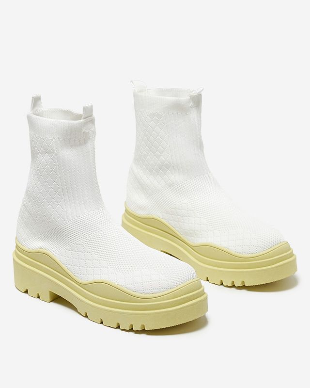 Resti White and yellow women's flat-heeled boots Seritis - Footwear